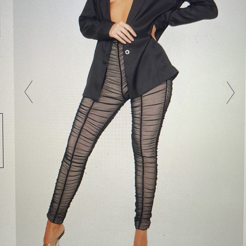 PrettyLittleThing Black Mesh Skinny Pants